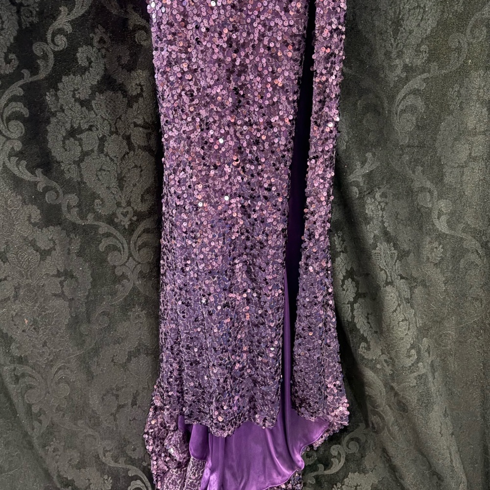 Splash Sequin Strapless Prom Dress J488 Purple - Picture 6 of 8